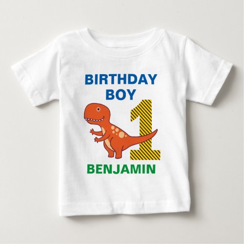 Cute Dinosaur 1st Birthday Party Baby T_Shirt