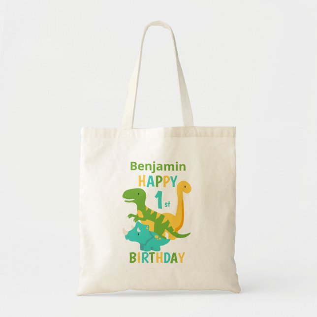 Cute Dinosaur 1st Birthday  Tote Bag (Front)