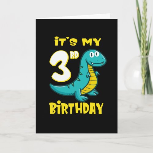 Cute Dinosaur 3rd Birthday Shirt Boys Card