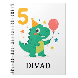 Cute Dinosaur 5th Birthday Party Notebook