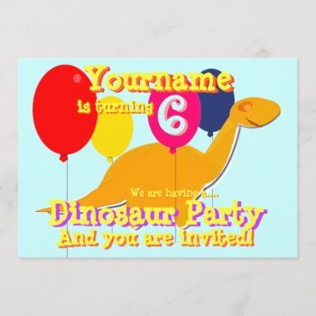 Cute Dinosaur 6th Birthday Party Invitations by dinoshop at Zazzle
