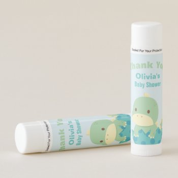 Cute Dinosaur About To Hatch Baby Shower Favors Lip Balm by RustyDoodle at Zazzle