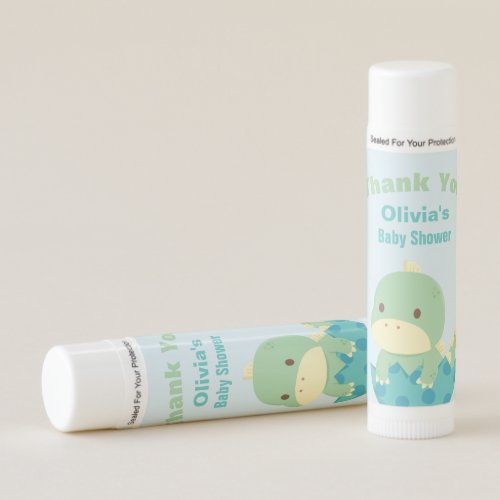 Cute Dinosaur About to Hatch Baby Shower Favors Lip Balm