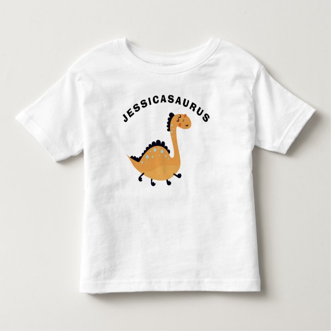 Cute Dinosaur Add Name Childs Gift T-Shirt (Front)