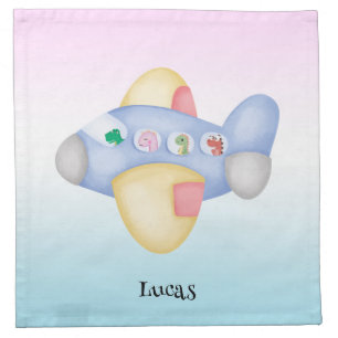 Cute dinosaur aircraft Student kids Birthday party Cloth Napkin