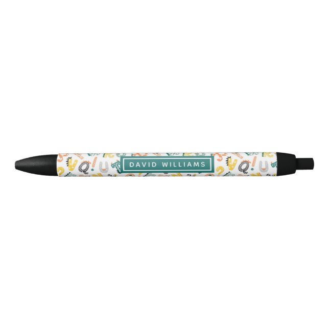 Cute Dinosaur Alphabet Pattern Custom Pen (Front)