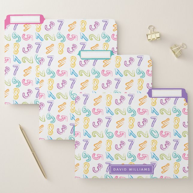 Cute Dinosaur Alphabet Pattern Kids Custom Name File Folder (Set)