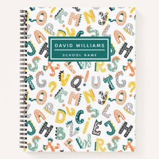 Cute Dinosaur Alphabet Pattern Kids School 