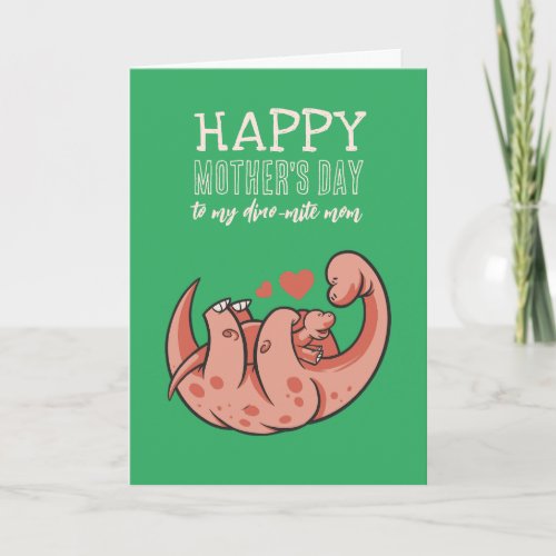 Cute Dinosaur Animal Cartoon Happy Mothers Day Card