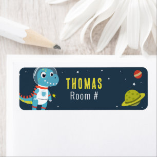 Cute dinosaur astronaut in Space Back to School Label