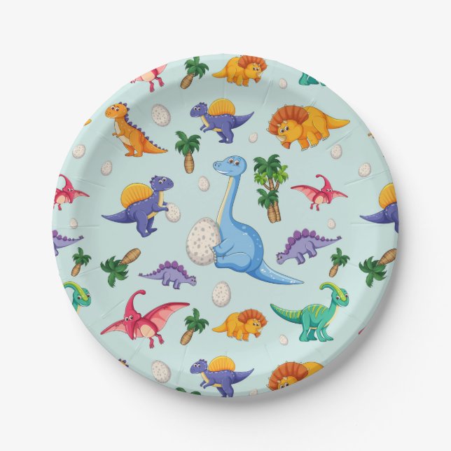 Cute Dinosaur Babies | Baby Paper Plates (Front)
