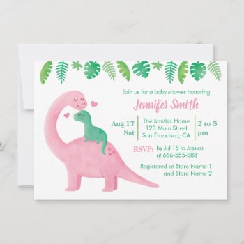 Cute Dinosaur Baby And Mom Baby Shower Invitation by RustyDoodle at Zazzle