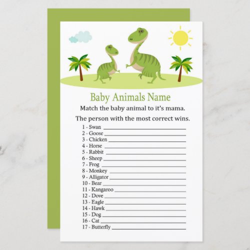 Cute Dinosaur Baby Animals Name Game