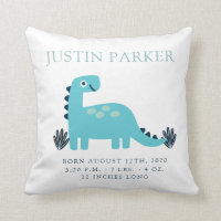 Cute Dinosaur Baby Birth Announcement Pillow