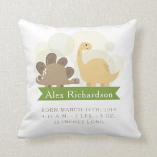 Cute Dinosaur Baby Birth Announcement Pillow