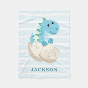 Cute Dinosaur Baby Boy Personalized Fleece Blanket