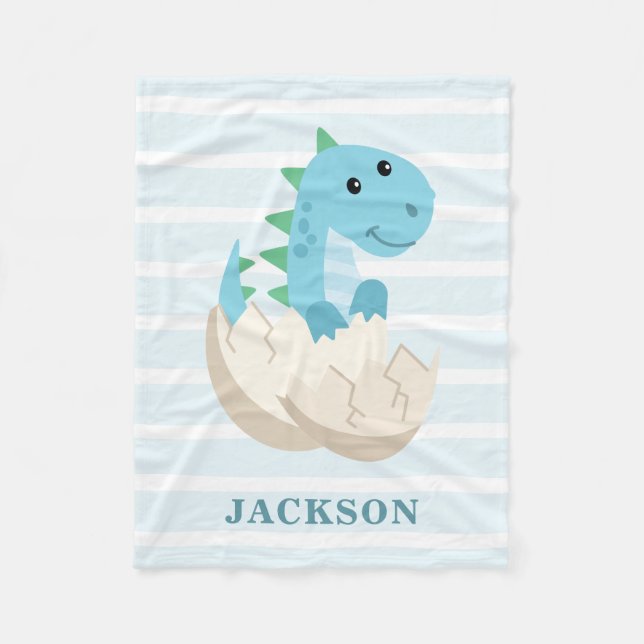 Cute Dinosaur Baby Boy Personalized Fleece Blanket (Front)
