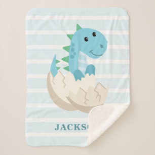 Cute Dinosaur Baby Boy Personalized Sherpa Blanket