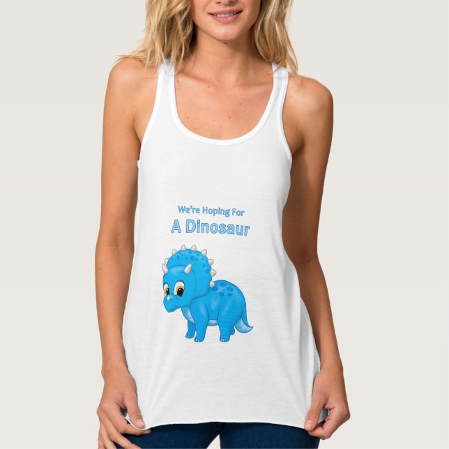Cute Dinosaur Baby Boy Pregnancy Announcement Tank Top (Front)