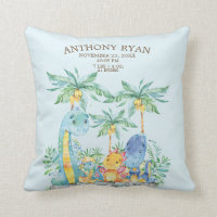 Cute Dinosaur Baby Boys Birth Stats Pillow