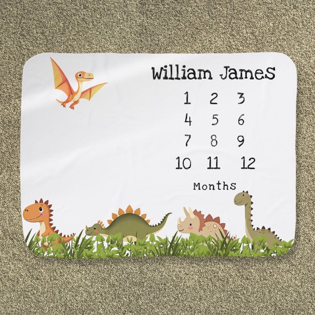 Cute Dinosaur Baby Milestone Baby Blanket (Cute Dinosaur Baby Milestone Baby Blanket)