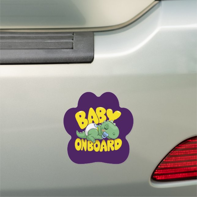 Cute Dinosaur Baby On Board Car Decal | Sleeping  (In Situ)