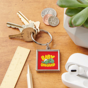 Cute Dinosaur Baby On Board Car Decal   Sleeping  Keychain