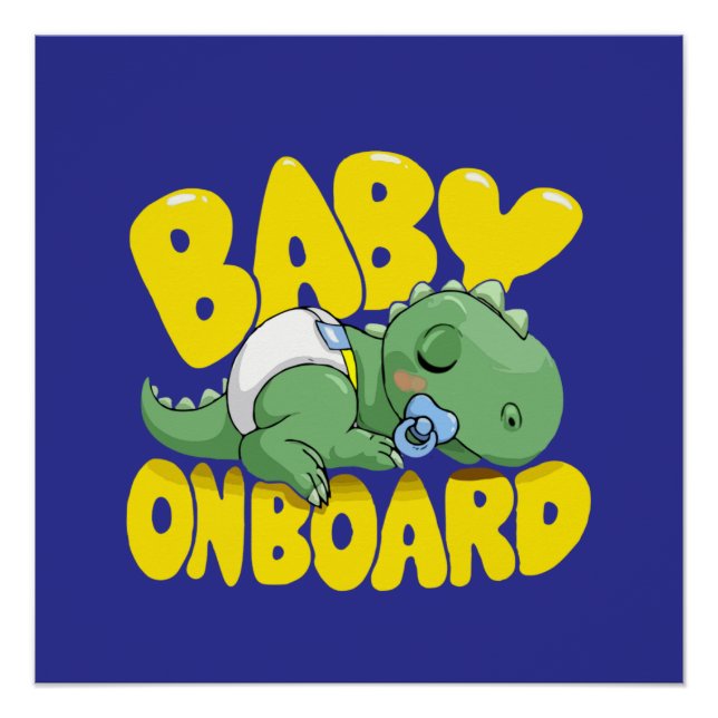 Cute Dinosaur Baby On Board Car Decal | Sleeping  Poster (Front)