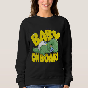 Cute Dinosaur Baby On Board Car Decal Sleeping Sweatshirt