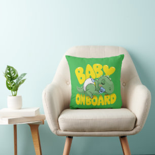 Cute Dinosaur Baby On Board Car Decal Sleeping Throw Pillow