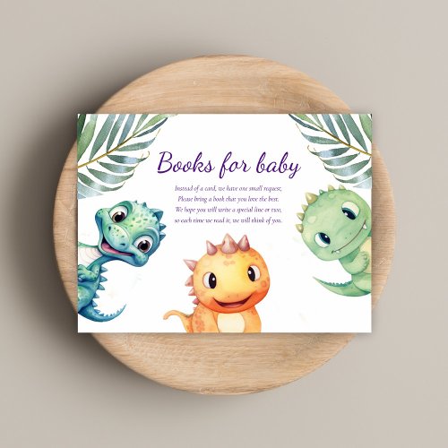 Cute Dinosaur Baby Shower Books For Baby Enclosure Card