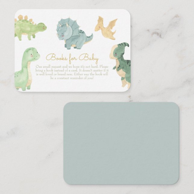 Cute Dinosaur Baby Shower Books for Baby Enclosure Card (Front/Back)