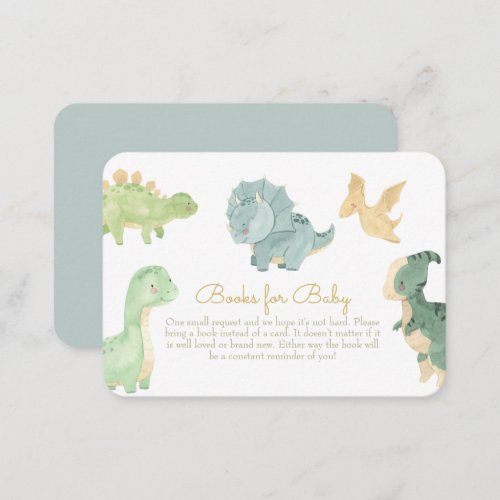 Cute Dinosaur Baby Shower Books for Baby Enclosure Card