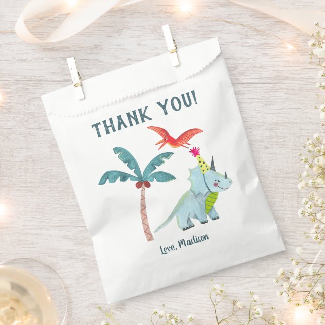 Cute Dinosaur Baby Shower Boy Thank you Favor Bag (Clipped)