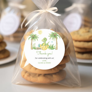 Cute Dinosaur Baby Shower Classic Round Sticker