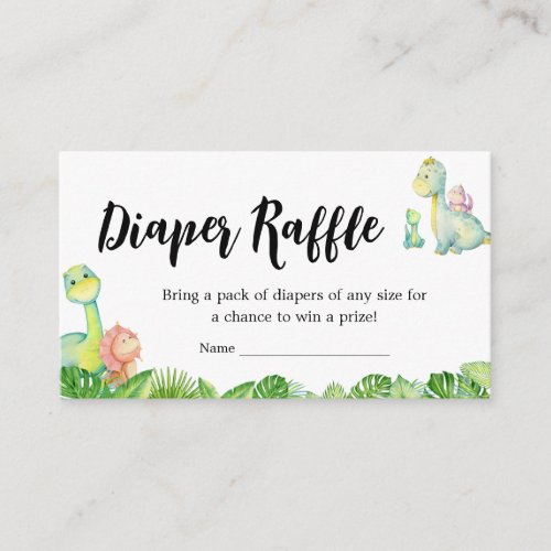 Cute Dinosaur Baby Shower Diaper Raffle Enclosure Card