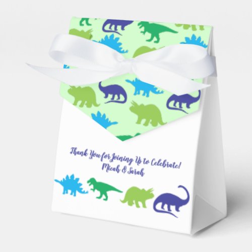 Cute Dinosaur Baby Shower Dino Blue and Green Boy Favor Boxes