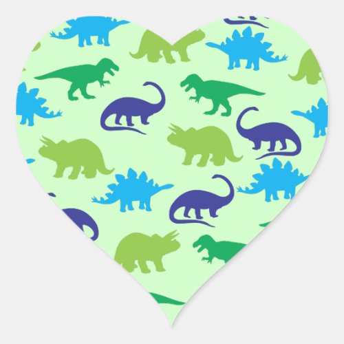 Cute Dinosaur Baby Shower Dino Blue and Green Boy Heart Sticker