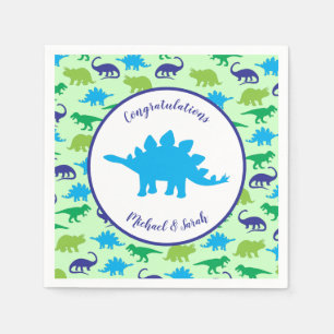 Cute Dinosaur Baby Shower Dino Blue and Green Boy Napkins