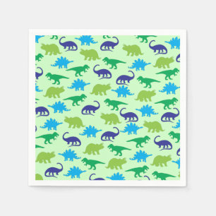 Cute Dinosaur Baby Shower Dino Blue and Green Boy Napkins