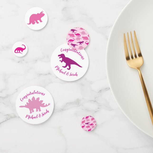 Cute Dinosaur Baby Shower Dino Pink Girl Confetti (Group)