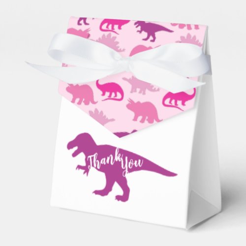 Cute Dinosaur Baby Shower Dino Pink Girl Favor Boxes