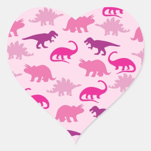 Cute Dinosaur Baby Shower Dino Pink Girl Heart Sticker