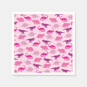 Cute Dinosaur Baby Shower Dino Pink Girl Napkins
