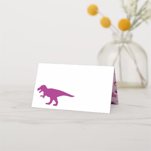 Cute Dinosaur Baby Shower Dino Pink Girl Place Card