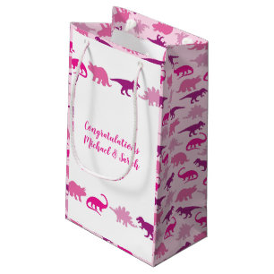 Cute Dinosaur Baby Shower Dino Pink Girl Small Gift Bag