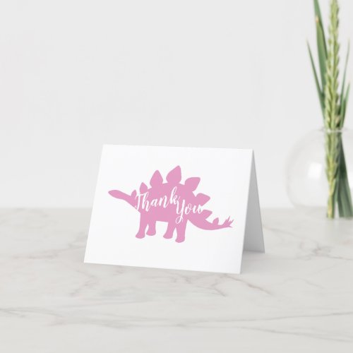Cute Dinosaur Baby Shower Dino Pink Girl Thank You Card