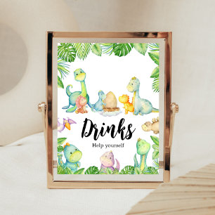 Cute Dinosaur Baby Shower Drinks Poster