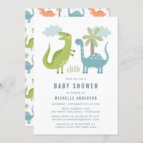 Cute Dinosaur Baby Shower Invitation