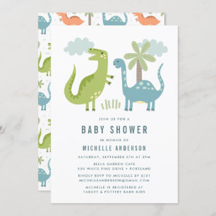 Cute Dinosaur Baby Shower Invitation